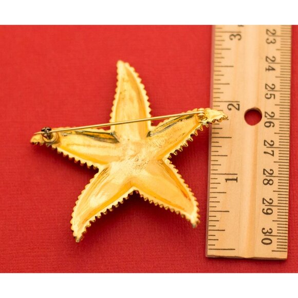 Vintage gold tone starfish statement brooch - f3 - Picture 2 of 2